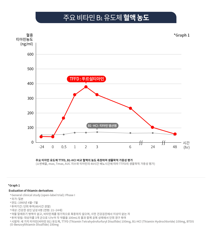 주요 비타민 B1 유도체 혈액 농도
